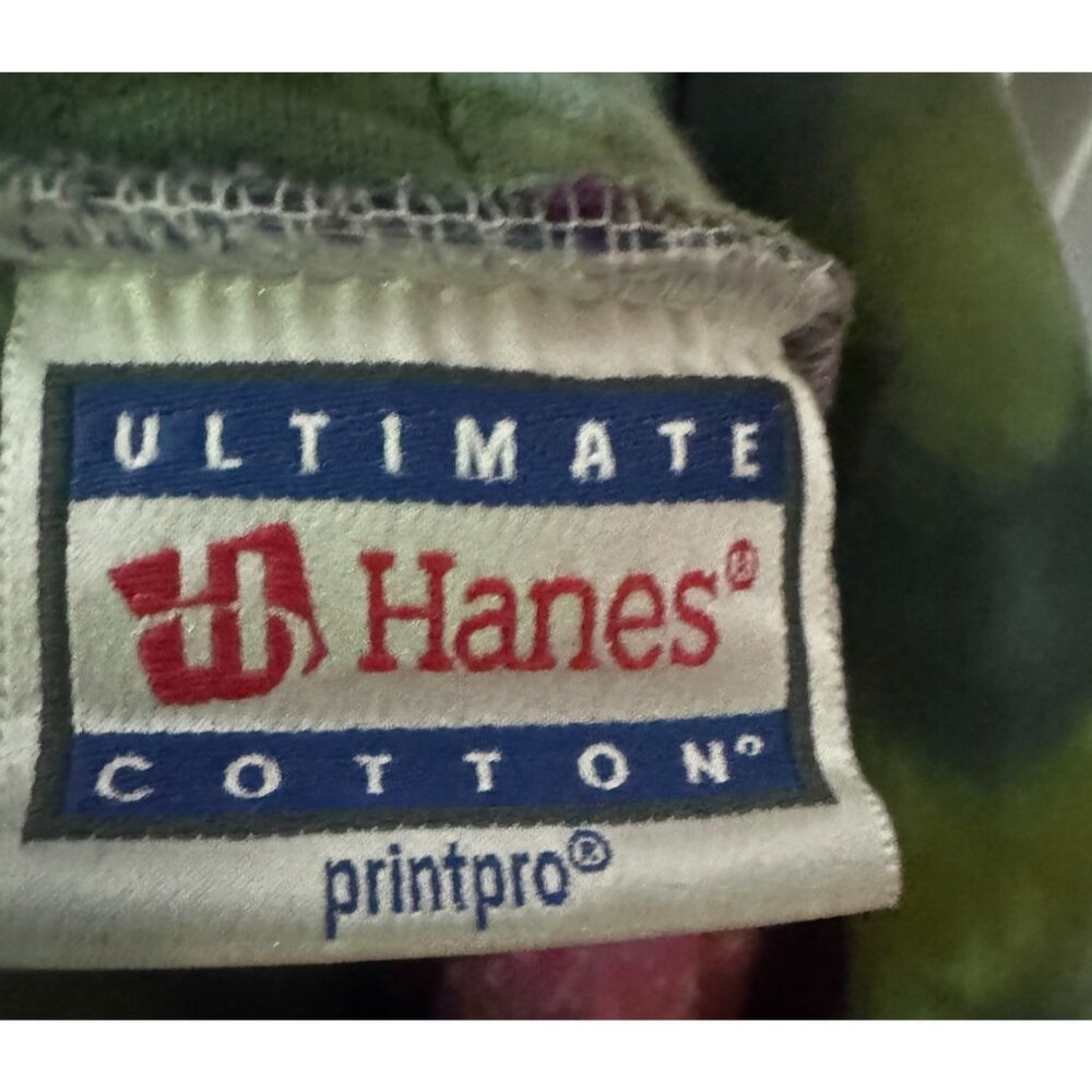 Vintage Hanes Tie-Dye Hooded Sweatshirt XG Ultimate Cotton Blend Green & Orange